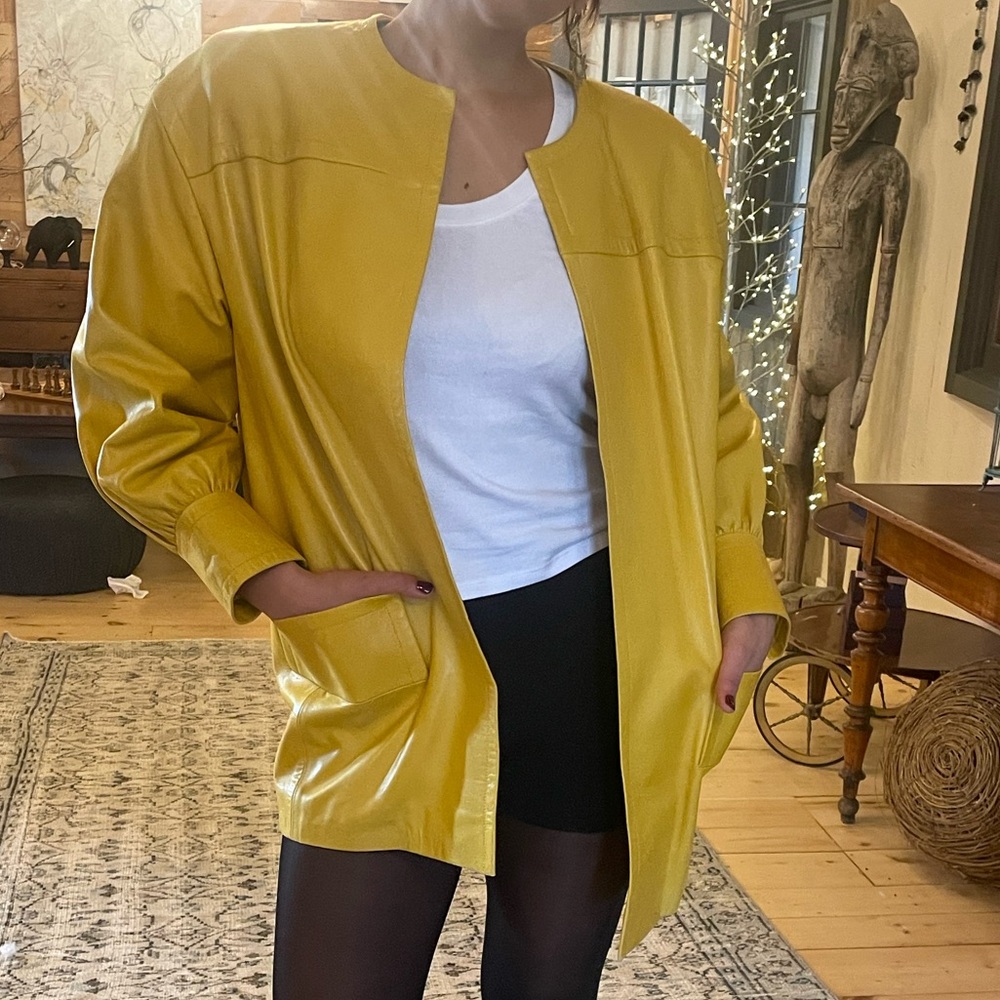 Genuine Vintage Givenchy Leather Jacket Yellow Sz Med Great Condition! Soft. - Picture 15 of 15